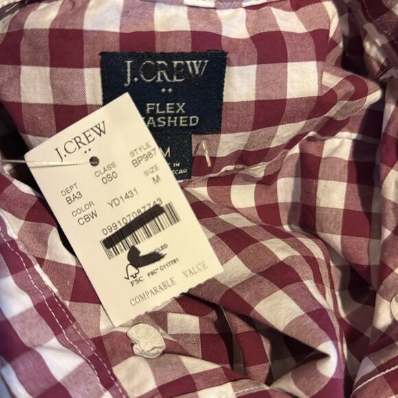 J. Crew Factory mens Slim gingham flex casual shirt, Size M Item BP987 - Picture 3 of 3